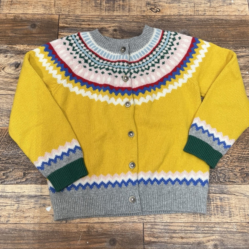 Mini Boden Fair Isle Alpaca Wool Blend Cardigan Girls 4-5Y Fall Winter Cozy